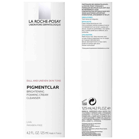 La Roche-Posay Pigmentclar Brightening Face Cleanser, Exfoliating Face Wash With Lhas, Dark Spot Remover And Skin Tone Brightening, Fragrance Free Foaming Cream Cleanser (Pack Of 1)