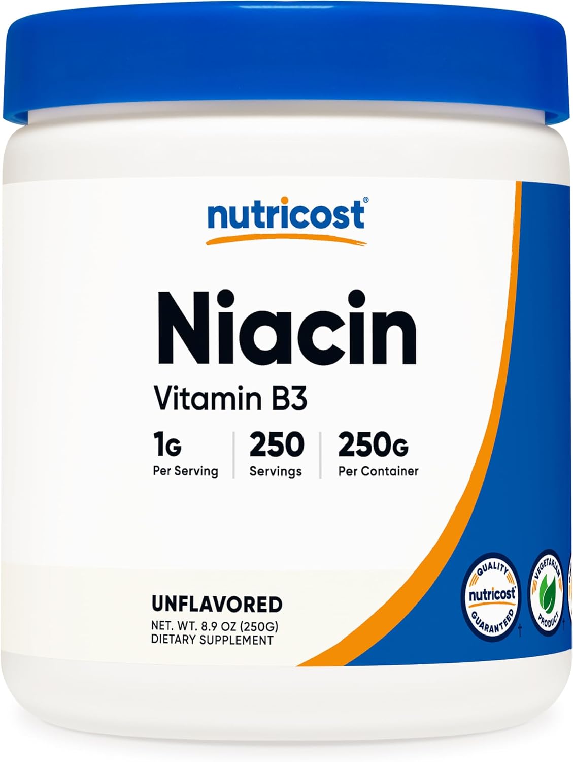 Nutricost Niacin Vitamin B3 Powder 250 Grams - 1G Per Serving - Vitamin B3 (Niacin) Powder - May Cause Flush