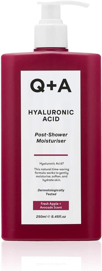 Q+A Hyaluronic Acid Post Shower Moisturiser (250Ml), Wet-Skin Body Lotion With Avocado & Hazelnut Oils, Prebiotic Hydration, Locks In Moisture Quickly, Non-Greasy, Dry Skin Moisturiser