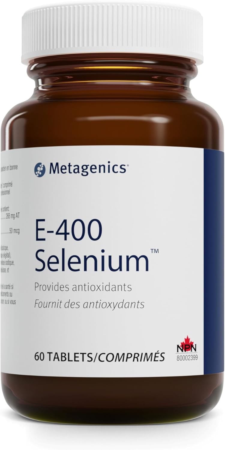 Metagenics E-400 Selenium - Antioxidant & Vit E Support* - Non-Gmo, Gluten-Free, Vegetarian - Contains 50 Mcg Selenium, 268 Mg Vitamin E & 97 Mg Calcium - 60 Tablets