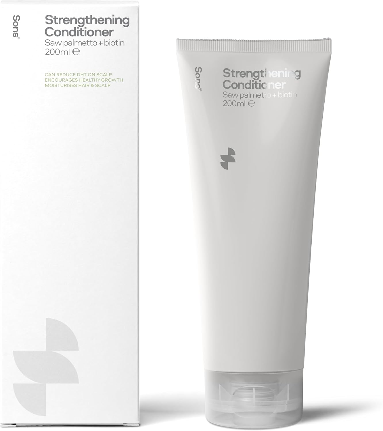 Sons Strengthening Conditioner. Dht Blocking And Anti-Dandruff Formula With Saw Palmetto, Argan Oil, & Biotin. Sulphate & Paraben Free. Itchy Scalp Treatment. 1 Month Supply. Made In Europe