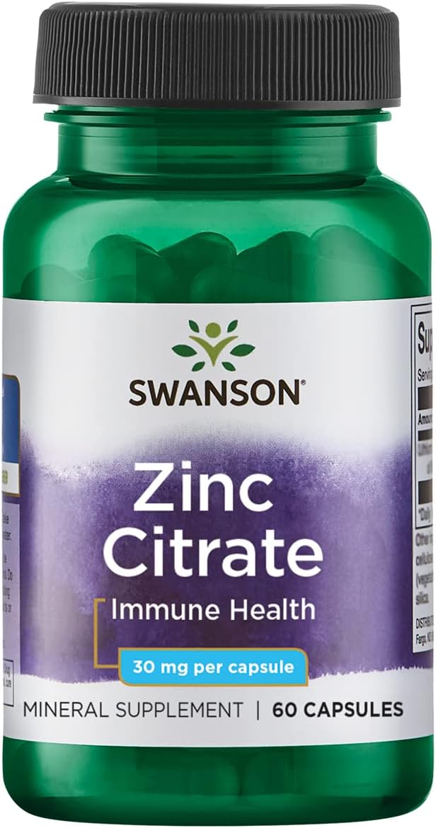 Swanson Zinc (Citrate) 30 Milligrams 60 Capsules