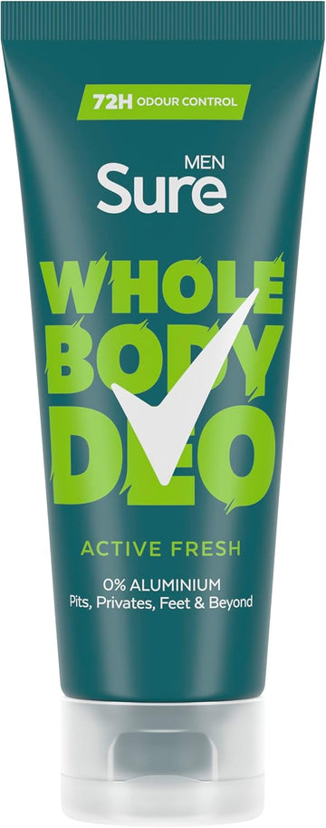 Sure Men Active Fresh Whole Body Deodorant Men'S Deodorant Cream With A Herbal, Citrus & Woody Fragrance For 72 Hour Odour Control 75 Ml (Pack Of 2)