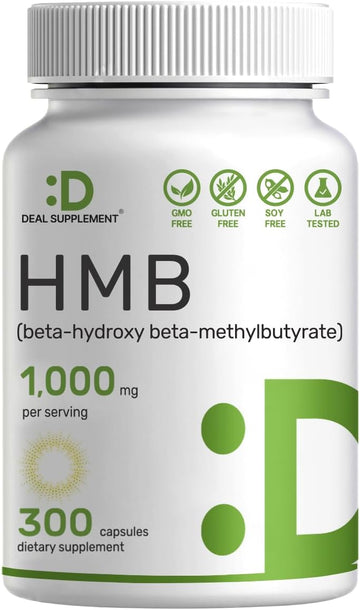 Deal Supplement Ultra Strength Hmb Supplements 1000*Mg Per Serving, 300*Capsules | Third Party Tested | Supports Muscle Growth, Retention