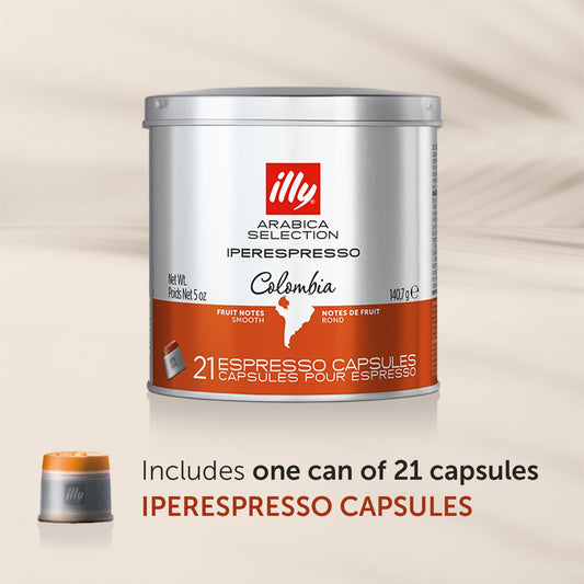 Illy Coffee Iperespresso Capsules - Single-Serve Coffee Capsules & Pods - Single Origin Coffee Pods – Colombia Medium Roast With Notes Of Fruit - For Iperespresso Capsule Machines – 21 Count