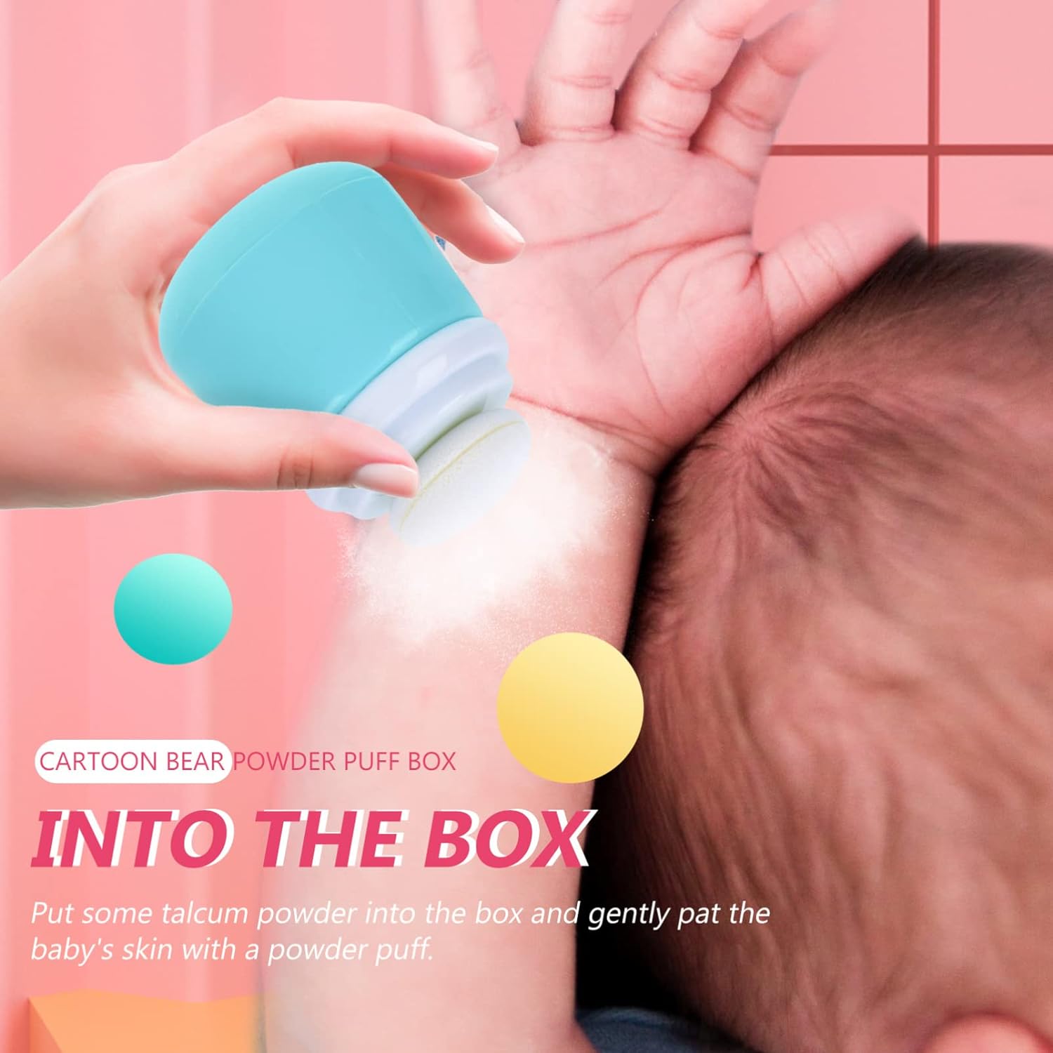 OSALADI Baby Powder Bottle: Cartoon Bear Powder Puff Box, Infant Loose Powder Box with Puff, Talcum Powder Container, Portable Powder Dispenser for Kids (Blue) : Baby