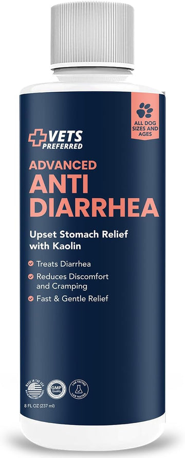Vets Preferred Anti Diarrhea Liquid for Dogs - Dog Diarrhea Relief with Kaolin (8 oz.) | Once Every 12 Hours for Dog Diarrhea & Dog Gas Relief