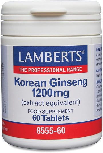 Lamberts Korean Ginseng 1200Mg 60 Tablets – Standardised Panax Extract – High Strength Ginseng