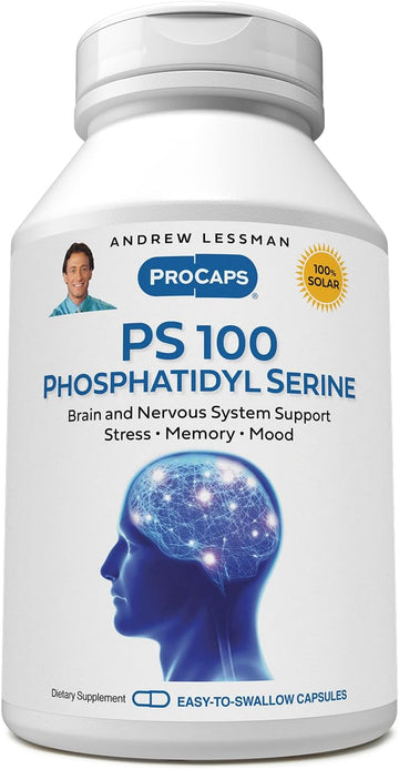 Andrew Lessman Ps 100 Phosphatidyl Serine 120 Capsules - Supports Mental Clarity, Positive Mood, Memory, Cognitive Function. Essential For Neurotransmitter Production And Release. No Additives