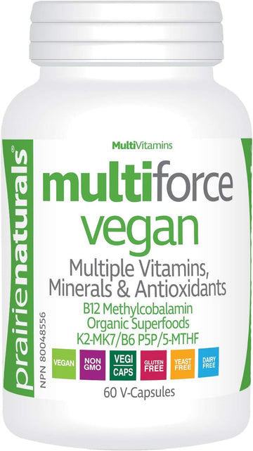 Prairie Naturals Multi Force Vegan Multiple Vitamin & Mineral V Caps, 60 Count