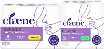 Organic Cotton Cover Pads, Cruelty-Free, Menstrual Overnight Sanitary Pads for Women, Unscented, Breathable, Vegan, Organic Pads, Natural Sanitary Napkins with Wings