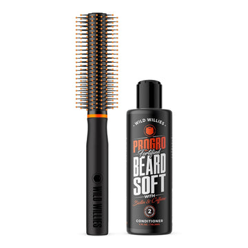 Wild Willies Round Brush And Conditioner Kit - The Better Brush For Styling Hair Or Beard, With Progro - Softening, Hydrating, Strengthening & Nourishing For A Healthy Look