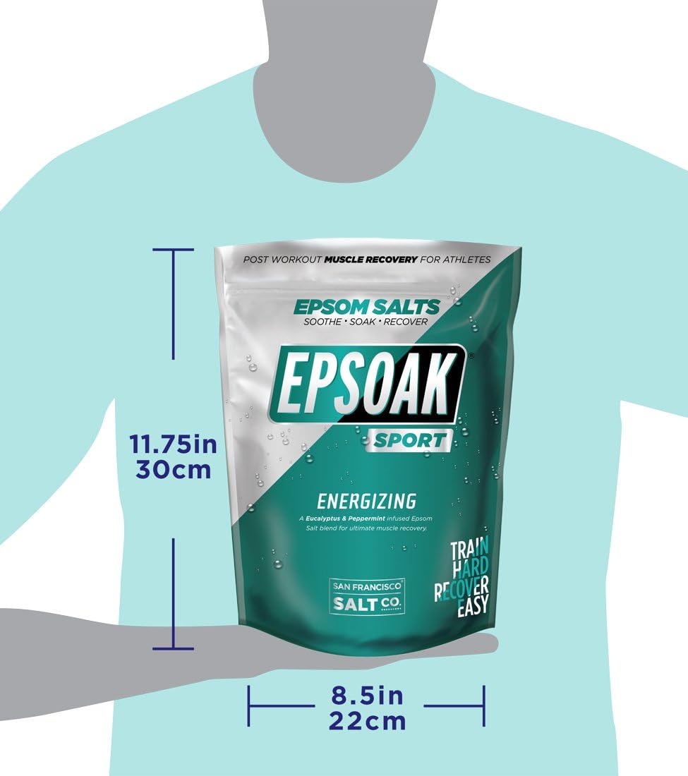 Epsoak Sport Epsom Salt for Athletes - 5 lbs. Energizing Therapeutic soak with Eucalyptus and Peppermint Essential Oils : Beauty & Personal Care