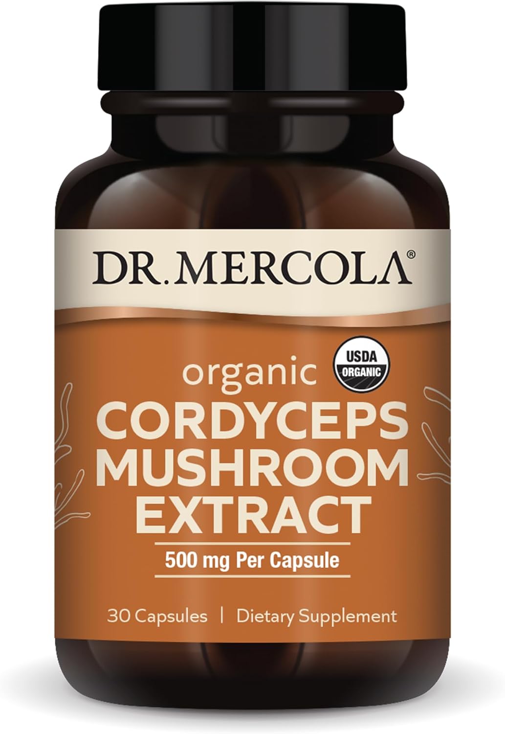 Dr. Mercola Organic Cordyceps Mushroom Extract, 30 Servings (30 Capsules), 500 mg Per Capsule, Dietary Supplement, Immune Support, Non-GMO, Certified USDA Organic