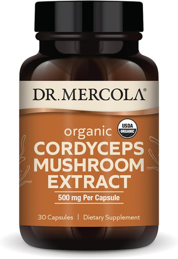 Dr. Mercola Organic Cordyceps Mushroom Extract, 30 Servings (30 Capsules), 500 mg Per Capsule, Dietary Supplement, Immune Support, Non-GMO, Certified USDA Organic