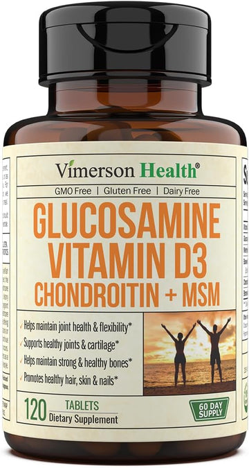 Glucosamine Chondroitin with Vitamin D3, Boswellia, MSM & Bromelain - Joint Health Supplement for Women & Men - Supports Hair, Skin and Nail Health, Strong Bones, and Immune Health. 120 Tablets