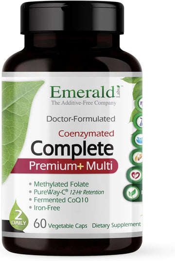Emerald Labs Complete Premium Multi - Multivitamin For Digestive & Immune Support With Vitamin C As Pureway-C, B Vitamin Complex, Albion Chelated Zinc & More - 60 Vegetable Capsules (30-Day Supply)