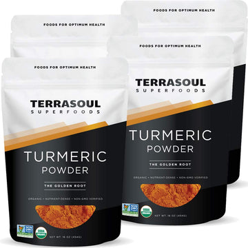 Terrasoul Superfoods Organic Turmeric Powder, 4 Lbs (4 Pack) - Curcumin | Lab Tested For Purity | Premium Quality