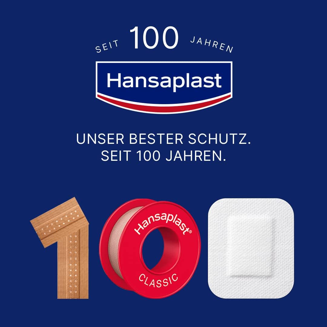 Hansaplast Universal Plasters (100 Strips), Dirt-Repellent And Water-Repellent Wound Plaster Set With Strong Adhesive Power & Bacteria Shield In Bulk Pack