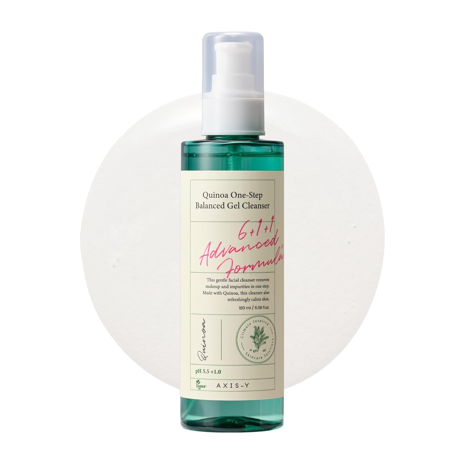 Axis-Y Quinoa One Step Balanced Gel Cleanser - Deep Hydrating Makeup Remover Facial Cleansing Gel - Vegan Korean Skin Care Face Wash For All Skin Types - 6.08 Fl. Oz