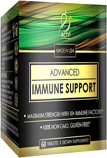 Actif Advanced Immune Support With 10+ Factors For Immunity Booster - 100% Natural, Non-Gmo, 60 Count