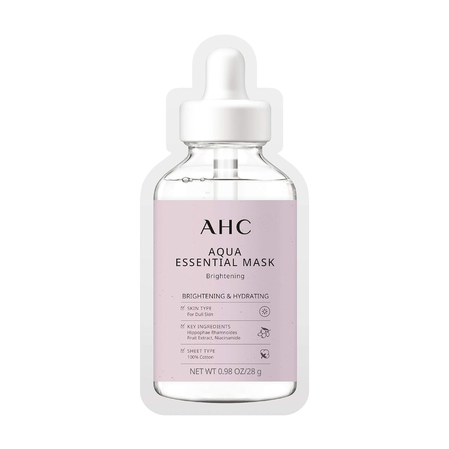 Ahc Face Mask Aqua Essentials Hydrating And Brightening For Dull Skin 100% Cotton Sheet, 5 Count