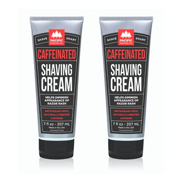 Pacific Shaving Company Caffeinated Shaving Cream - Caffeine, Shea Butter + Spearmint Antioxidant Shaving Cream - Clean Formula For A Hydrating, Redness Reducing + Irritation-Free Shave (7 Oz, 2 Pack)