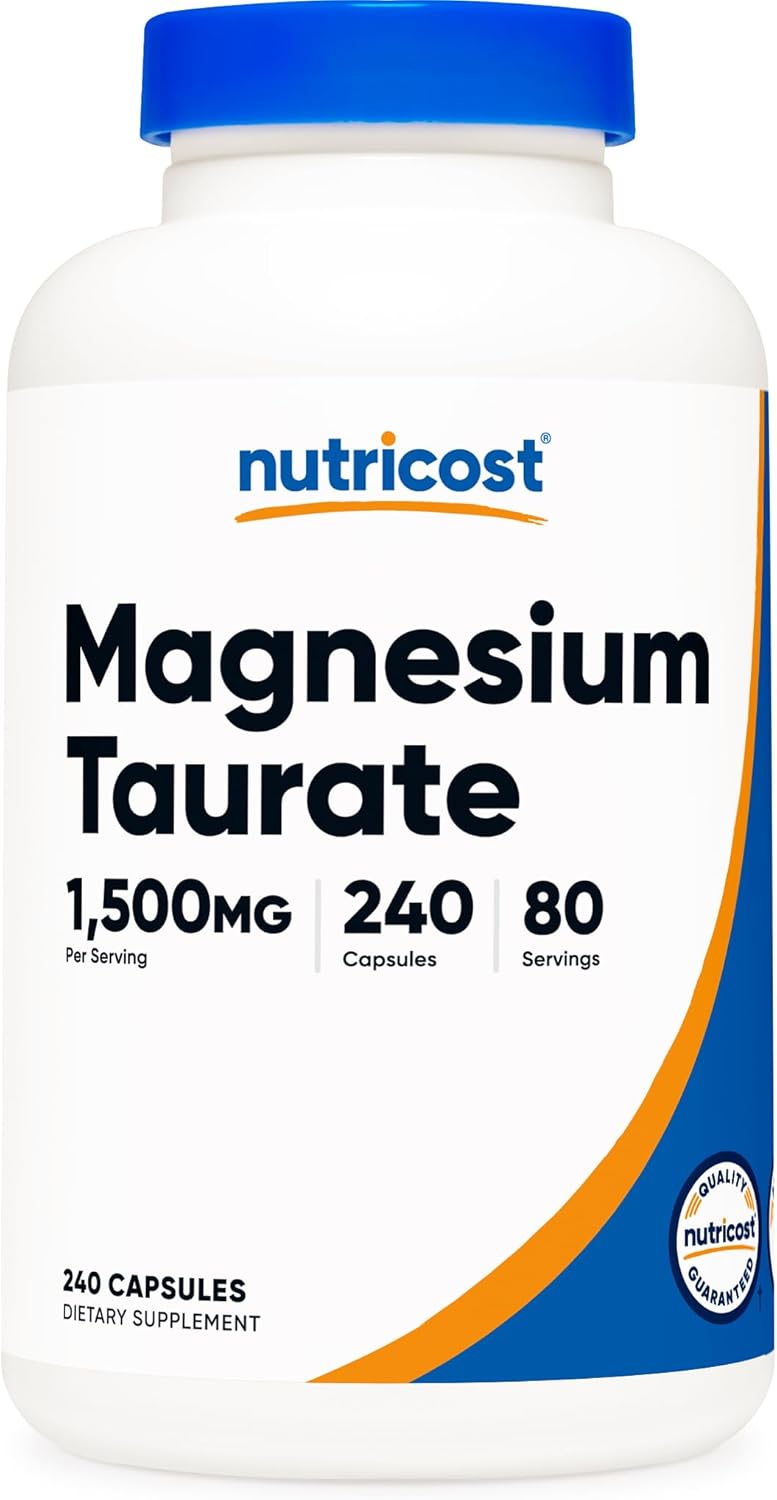 Nutricost Magnesium Taurate 1,500mg; 240 Capsules - Gluten Free, Non-GMO, Vegan, 80 Servings