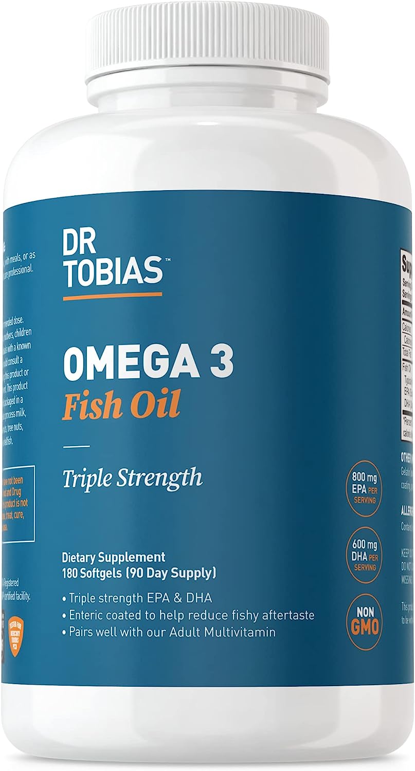 Dr. Tobias Omega 3 Fish Oil, 800 mg EPA 600 mg DHA Omega 3 Supplement