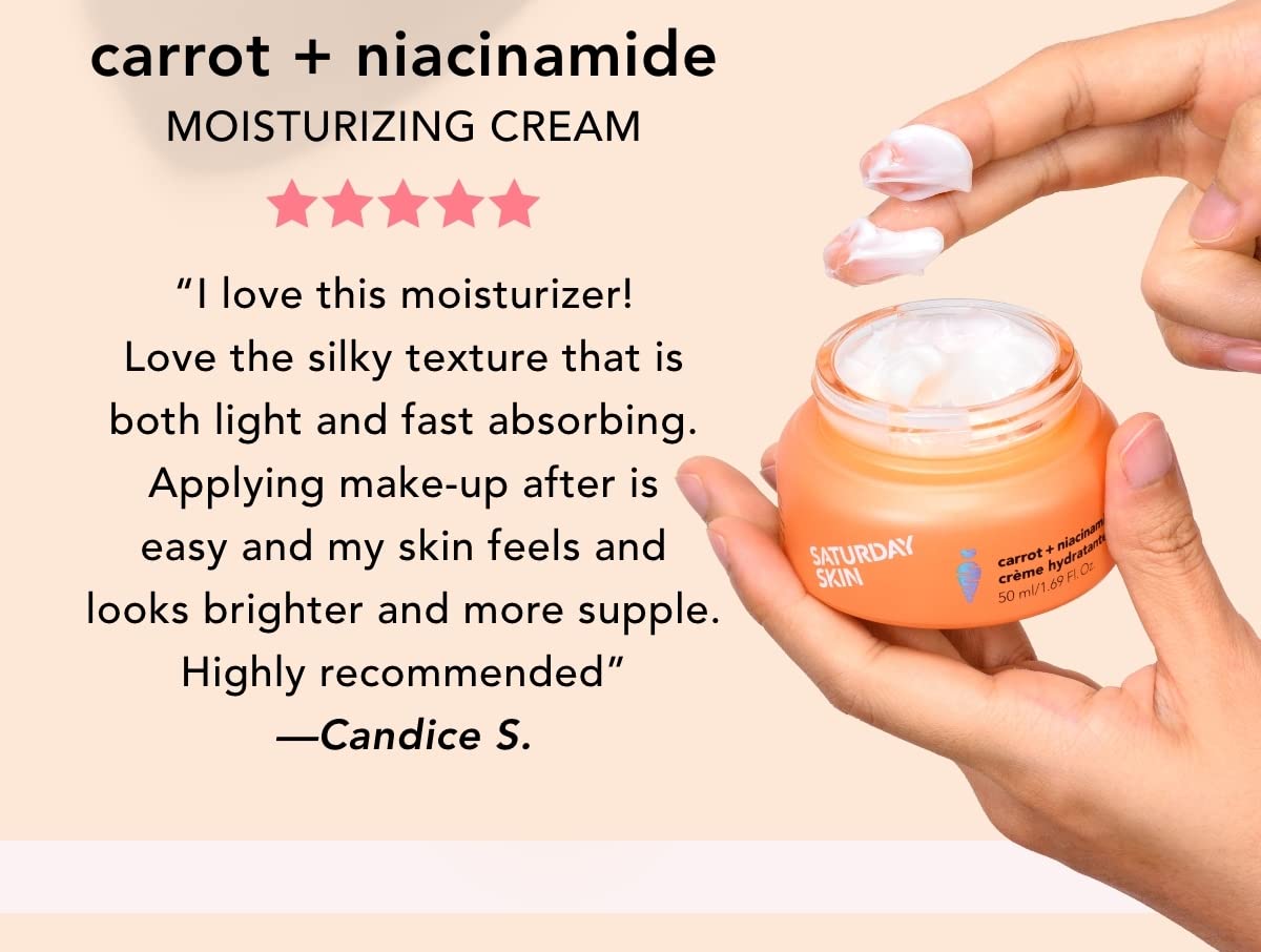 Saturday Skin Face Moisturizing Cream With Carrot, Niacinamide, Ceramides & Centella Asiatica, Peptide, Paraben-Free, Sulfates-Free, Fragrance-Free, Anti Wrinkle Facial Cream(1.61 Ounce) : Beauty & Personal Care