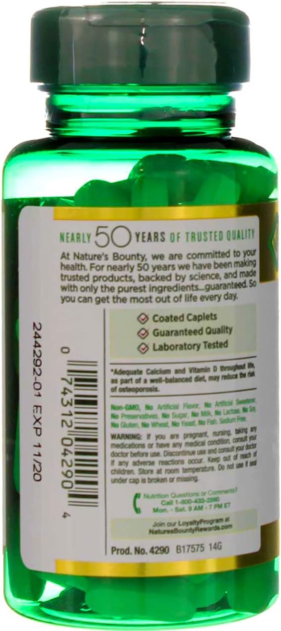 Nature'S Bounty Calcium-Magnesium-Zinc Caplets, 200 Caplets (2 X 100 Count Bottles)