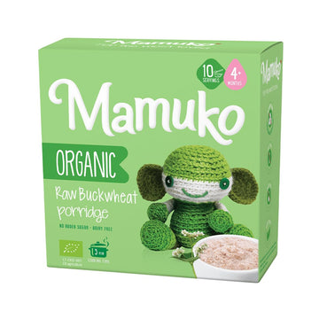 Mamuko Organic Raw Buckwheat Porridge - High Fiber Porridge With No Added Sugar, Milk & Preservatives - Vegan Porridge Ideal For Little Ones From 4+ Months - (200G - 10 Servings)