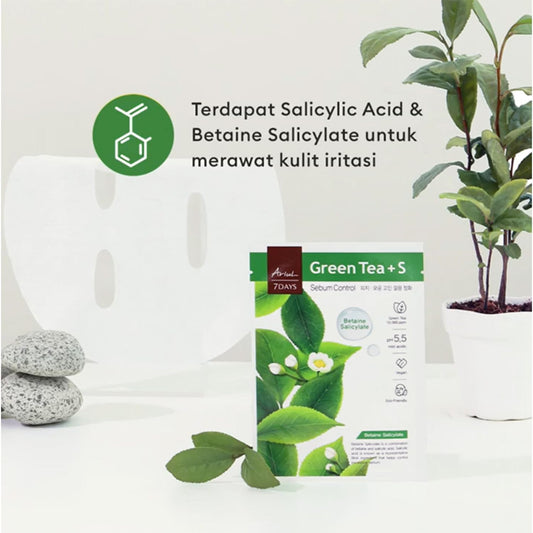 Ariul 7 Days Mask Heartleaf P – Calming & Moisturizing Korean Face Mask With Panthenol & Ceramide, Hydrating & Soothing, Pore Purifying, Vegan Sheet, 10 Masks, 23Ml / 0.77 Fl. Oz Each (Green Tea S)