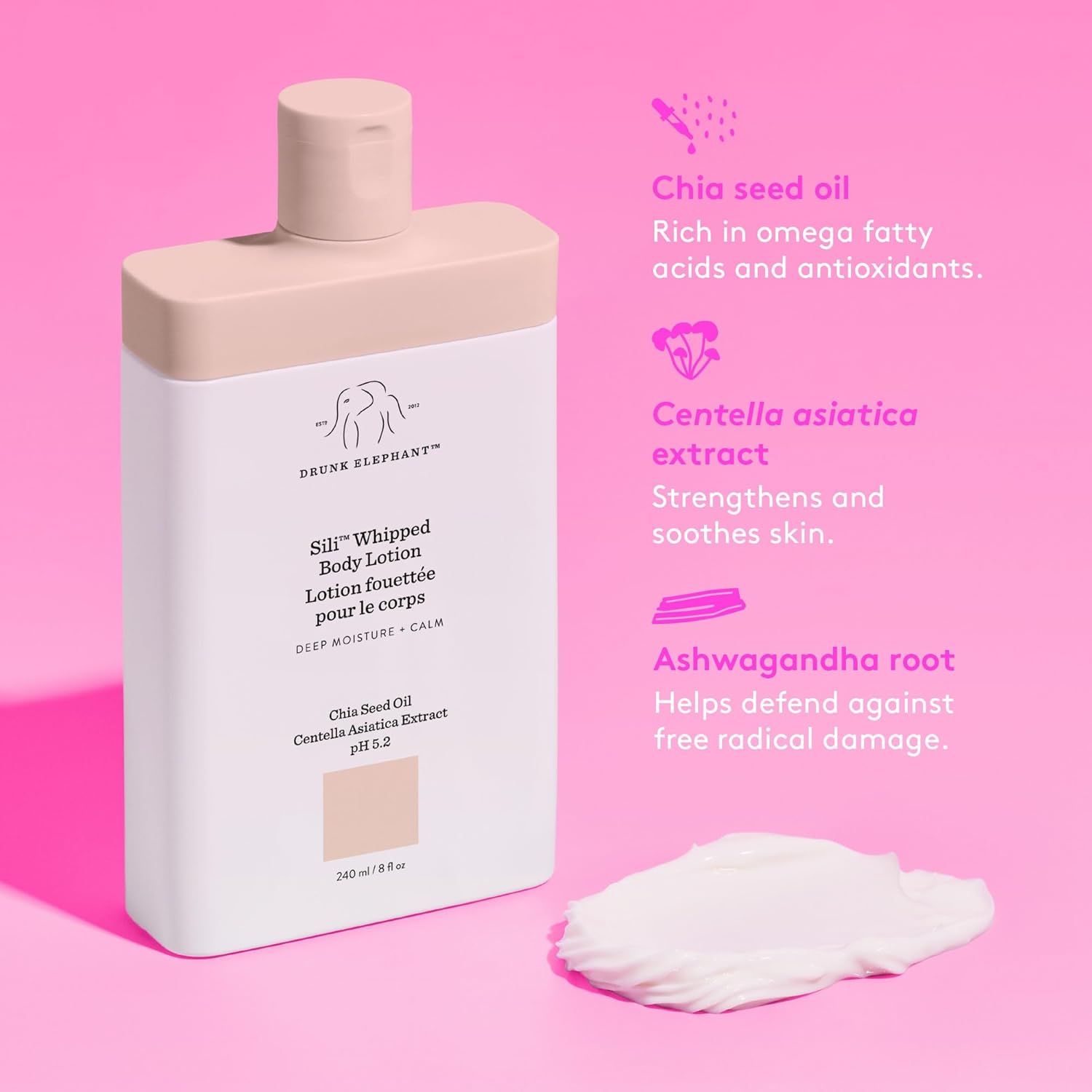 Drunk Elephant Sili Whipped Body Lotion - 240 Ml/8 Fl Oz - Rich Daily Moisturizing Lotion - Clean Clinical Skincare - Cruelty-Free - Free Of Essential Oils, Silicones, And Fragrance : Beauty & Personal Care