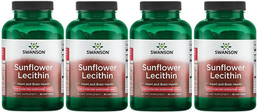 Swanson Sunflower Lecithin - Herbal Supplement Promoting Healthy Brain Function - Natural Formula Supporting Heart Health & Healthy Lipid Balance - (90 Softgels, 1200Mg Each) 4 Pack