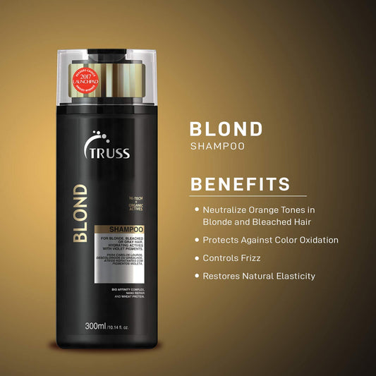 Truss Blond Shampoo And Conditioner With Violet Pigments Set Bundle With Deluxe Prime Champagne Blond Hair Toner