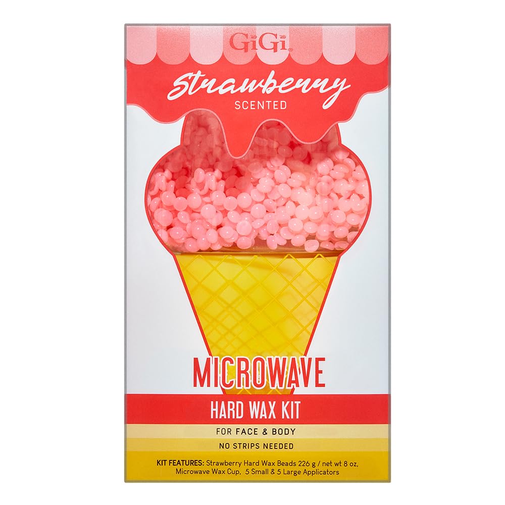 Gigi Hard Wax Beads, Strawberry Scented Hard Wax Beads Kit, 8 Ox