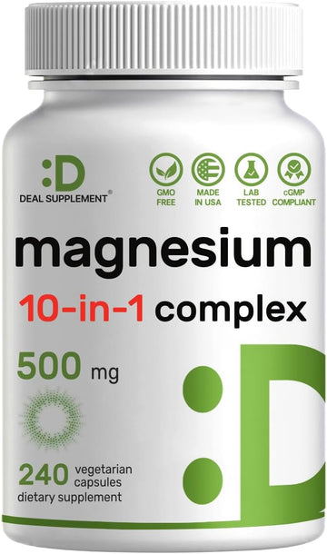 Magnesium Complex Supplement – 10 In 1 – Glycinate, Citrate, Malate, & More – Chelated Minerals