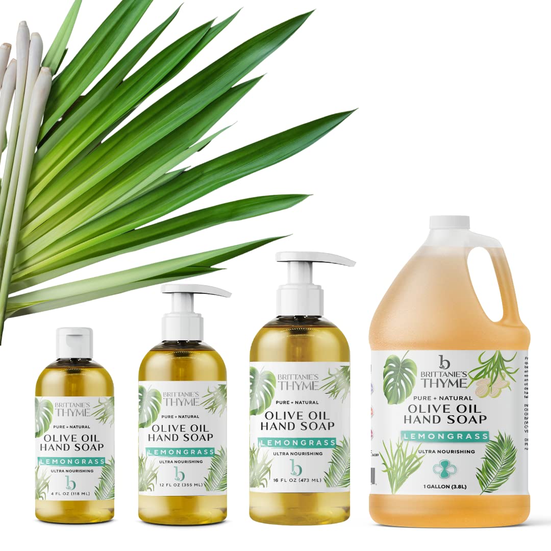 Brittanie’S Pure Castile Liquid Soap Refill, Lemongrass, 12 Ounce | Dish Soap, Hair & Body, Home, Gentle And Pure, Made With Natural Luxurious Oils, Vegan & Gluten Free Non-Gmo : Beauty & Personal Care