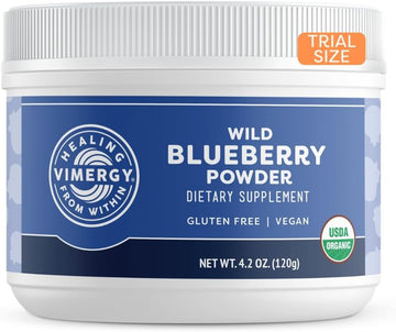 Vimergy Usda Organic Wild Blueberry Supplement Powder, Travel Size - 30 Servings – Natural Wild Blueberries - Fruit Powder For Smoothies, Juices, Fruit Bowls, Non-Gmo, Gluten-Free, Vegan, Paleo (120G)