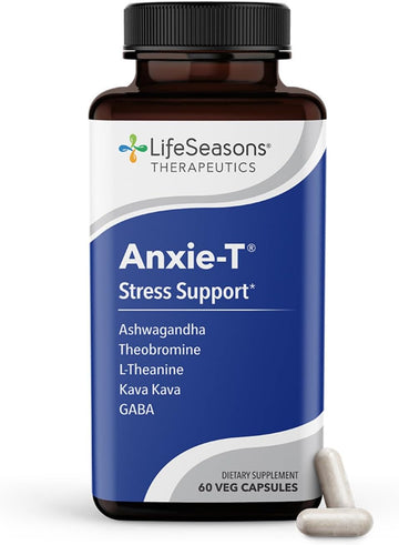 Anxie-T - Stress Relief Supplement - Supports Mood & Mental Focus - Feel Calm and Relaxed - Eases Tension & Nervousness - Ashwagandha, Kava Kava, GABA & L-Theanine - 60 Capsules