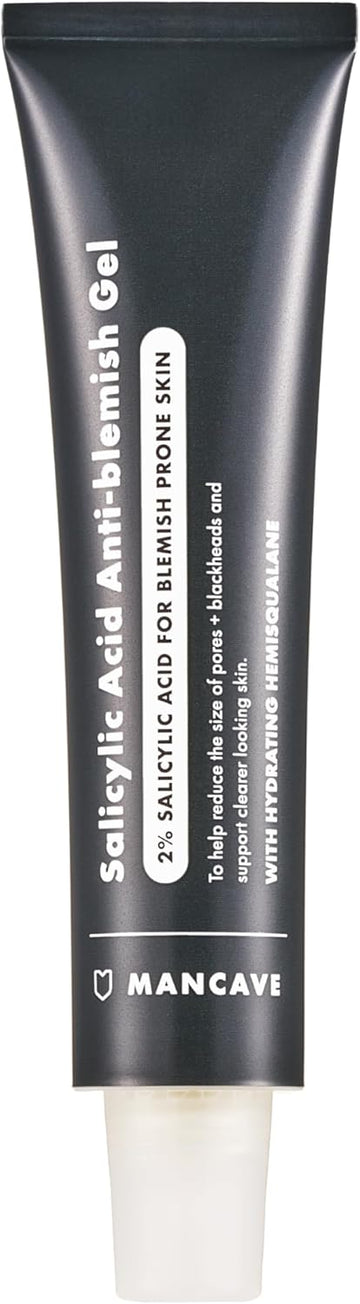Mancave Salicylic Acid Anti-Blemish Gel 40Ml, Blackhead Remover, Gentle Exfoliation, Vegan-Friendly, Suitable For All Skin Types, Post-Consumer Recycled Packaging, Effective Skin Care