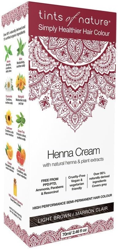 Tints of Nature Light Brown Semi-Permanent Henna Cream Hair Colour, Ammonia-Free and 95% Natural, 70ml : Amazon.co.uk: Beauty