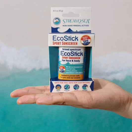 STREAM 2 SEA EcoStick SPF 35 Mineral Sunscreen Stick, Sweat and Water Resistant Sunblock, USDA Approved Biodegradable Paraben Free and Reef Safe Sunscreen Protection Against UVA UVB (EcoStick Sport)