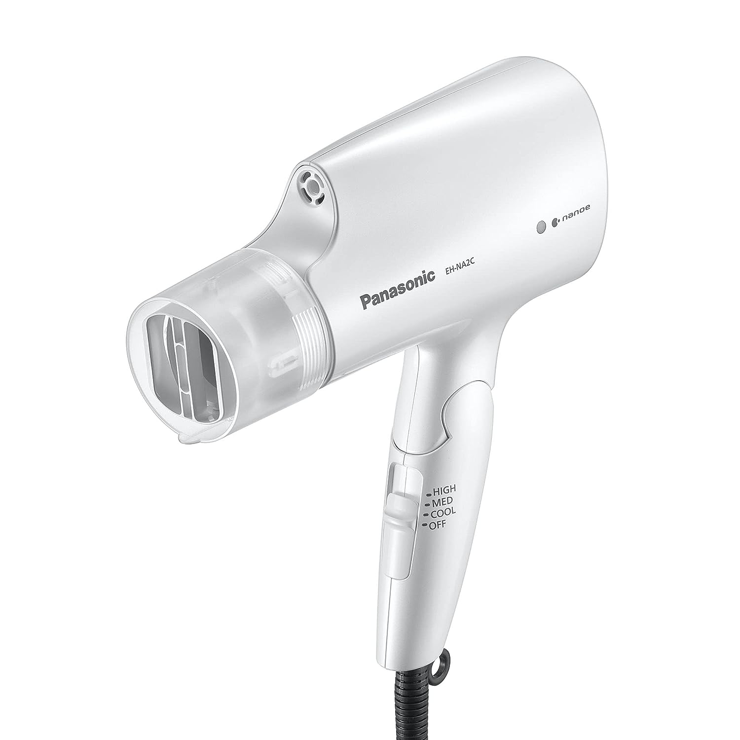 Panasonic nanoe Salon Hair Dryer with Oscillating Quick Dry Nozzle, Folding Hair Dryer for Travel and Home, 3 Airflow Settings for Easy Styling and Healthy Hair - EH-NA2C-W (White)