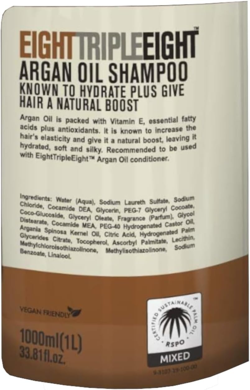 Eight Triple Eight Argan Oil Hair Care Set- 2X Shampoo & 2X Conditioner 1 Litre