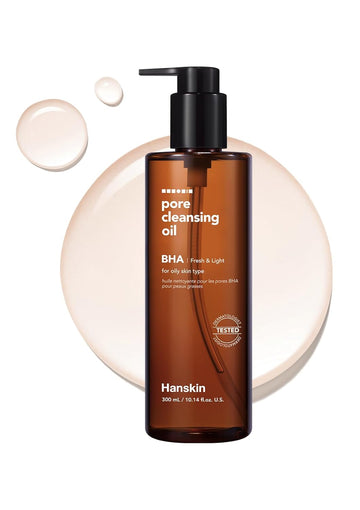 Hanskin Bha Pore Cleansing Oil, Gentle Blackhead Cleanser And Makeup Remover For Combination And Oily Skin, Korean Skincare [Bha/10.14 Oz]