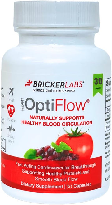 Optiflow Blood Circulation Vitamins, Naturally Supports Healthy Blood Flow, Contains Fruitflow And Resvida Trans Resveratrol. Blood Optimizer Supplement, 30 Capsules