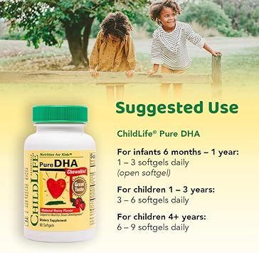 CHILDLIFE ESSENTIALS Pure DHA Dietary Supplement - DHA for Kids, Suppo