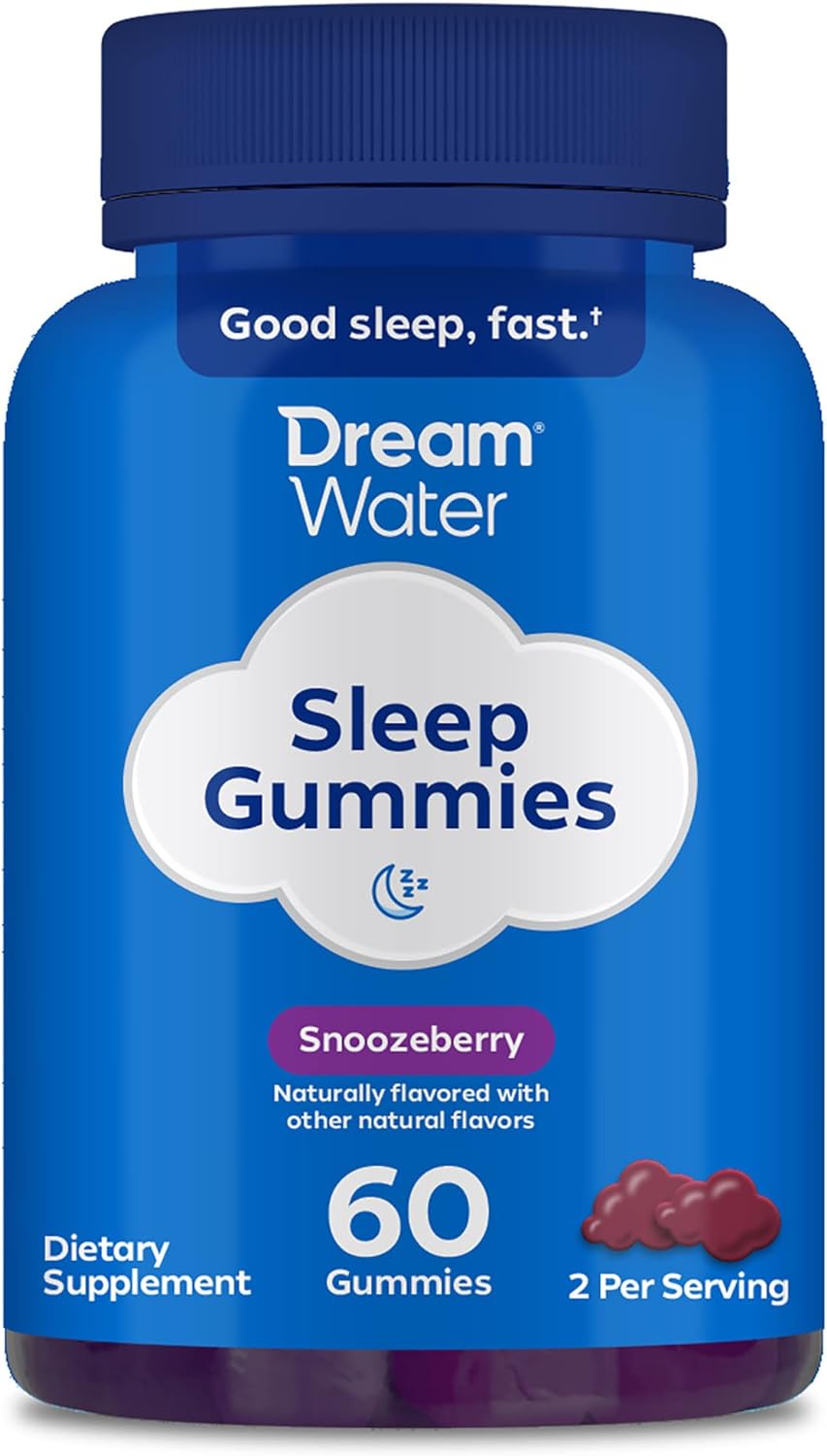 Dream Water Sleep Gummies; Melatonin 5mg, GABA, 5-HTP; Natural Flavors and Colors; Helps You to Fall Asleep, Fast and Wake Refreshed, Snoozeberry, 60 Gummies